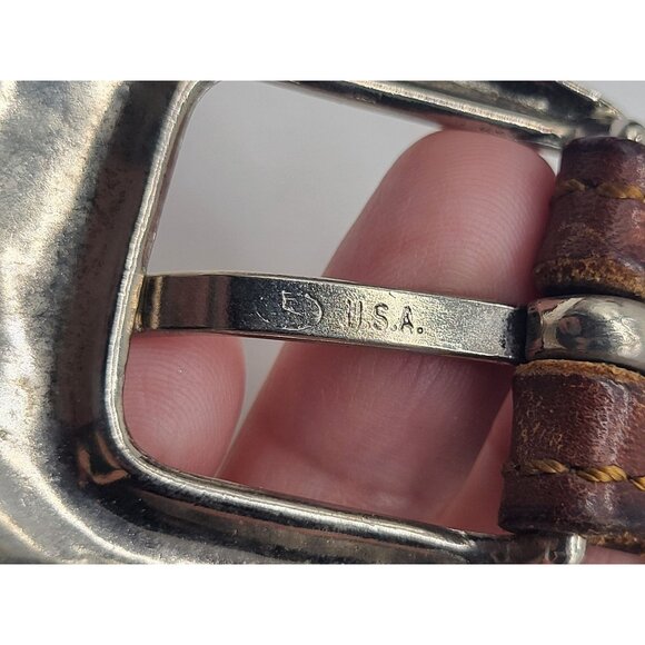 Danbury Belt SZ 38 Harness Leather Oil Tanned Made in USA Brown - Picture 7 of 8